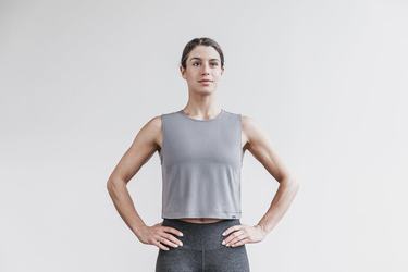 Nobull Lightweight Sleeveless Crop Women's T Shirts Dark Grey | Australia (EN1856)